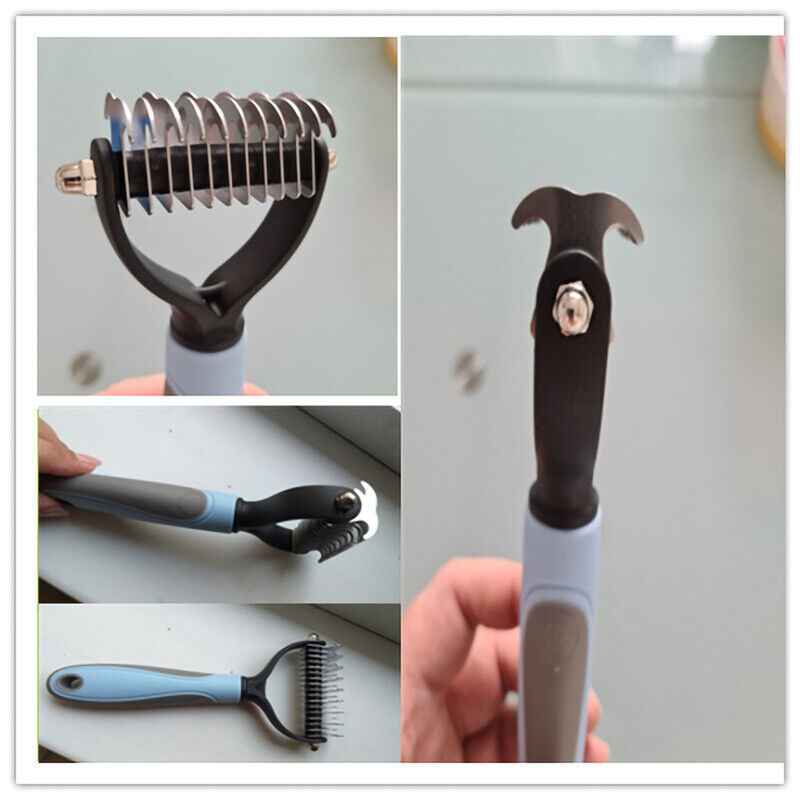 Grooming Brush For Pet Dog Cat Deshedding Tool Rake Comb Fur Remover Reduce 2-Side Dematting Tool For Dogs Cats Pets Grooming Brush Double Sided Shedding And Dematting Undercoat Rake Hair Removal Comb - Fullshopping