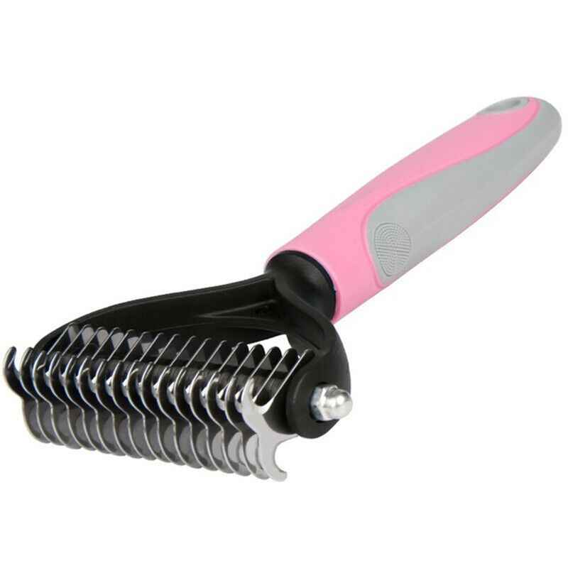Grooming Brush For Pet Dog Cat Deshedding Tool Rake Comb Fur Remover Reduce 2-Side Dematting Tool For Dogs Cats Pets Grooming Brush Double Sided Shedding And Dematting Undercoat Rake Hair Removal Comb - Fullshopping
