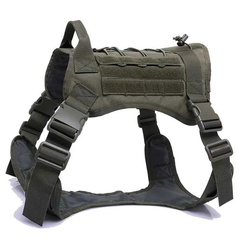 Nylon Tactical Dog Harness with Handle & Bungee Leash for Large Dogs - Fullshopping