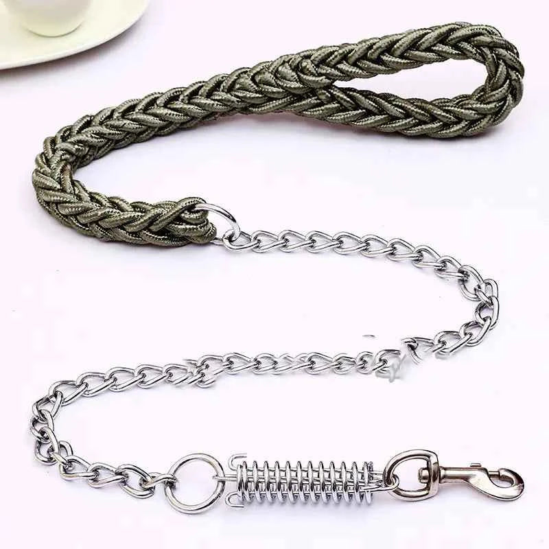 Handwoven Spring Dog Leash with Collar for Large Dogs - Fullshopping