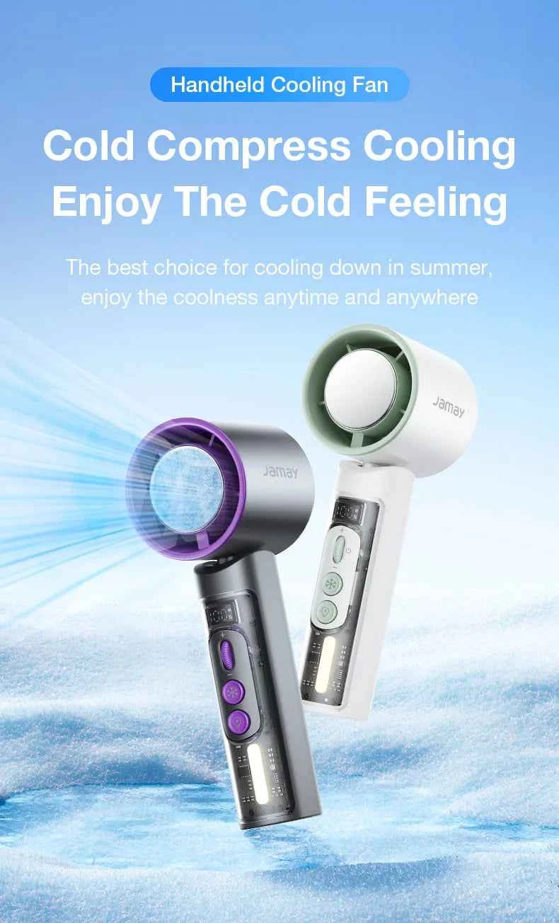 2025 Portable Handheld Turbo Fan 199 Gears Adjustable Strong Wind 6500mAh Night Lights&LED Screen Summer Outdoor Cooling Tools - Fullshopping