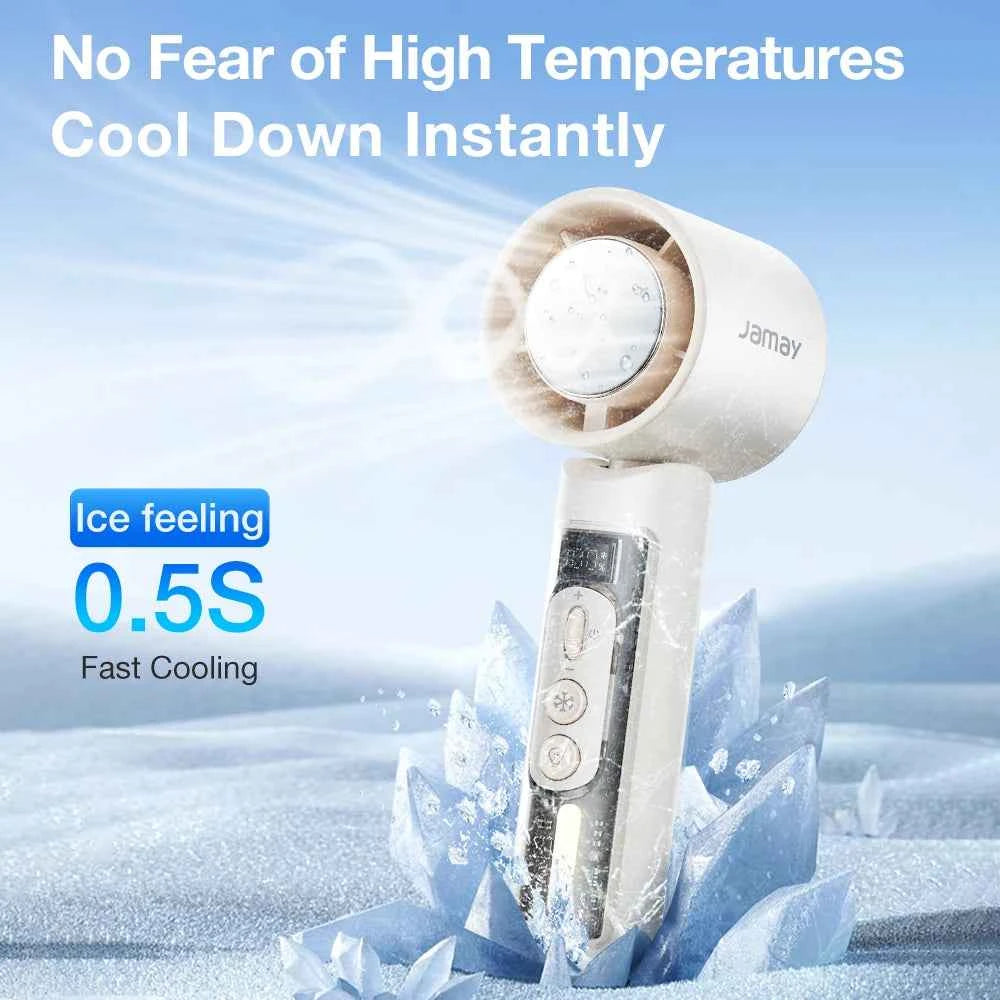 2025 Portable Handheld Turbo Fan 199 Gears Adjustable Strong Wind 6500mAh Night Lights&LED Screen Summer Outdoor Cooling Tools - Fullshopping