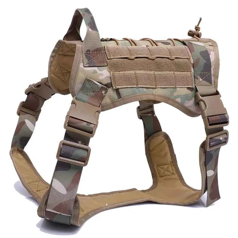 Nylon Tactical Dog Harness with Handle & Bungee Leash for Large Dogs - Fullshopping