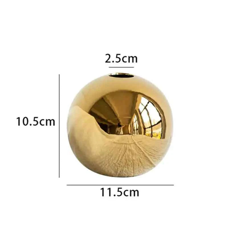 Golden Ceramic Round Ball Vase - Fullshopping