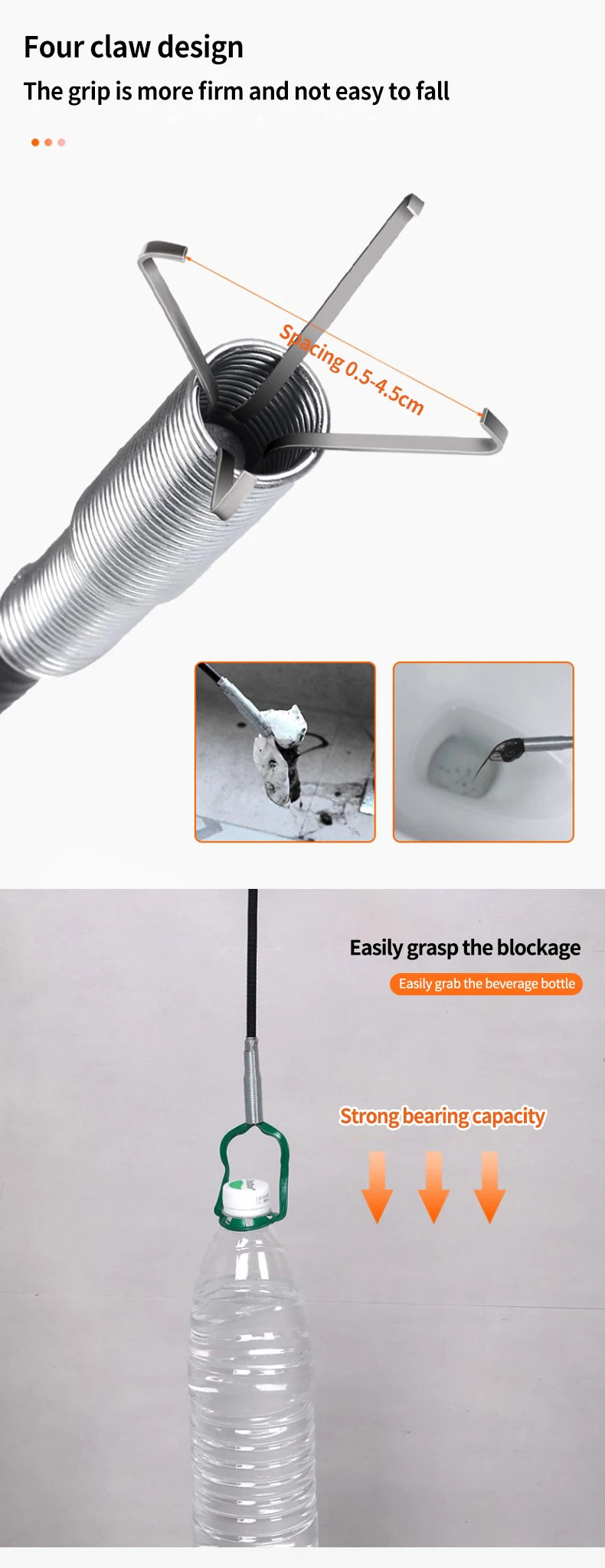 60cm Spring Pipe Dredging Tools, Drain Snake, Drain Cleaner Sticks Clog Remover Cleaning Household for KitchenBending sink tool - Fullshopping