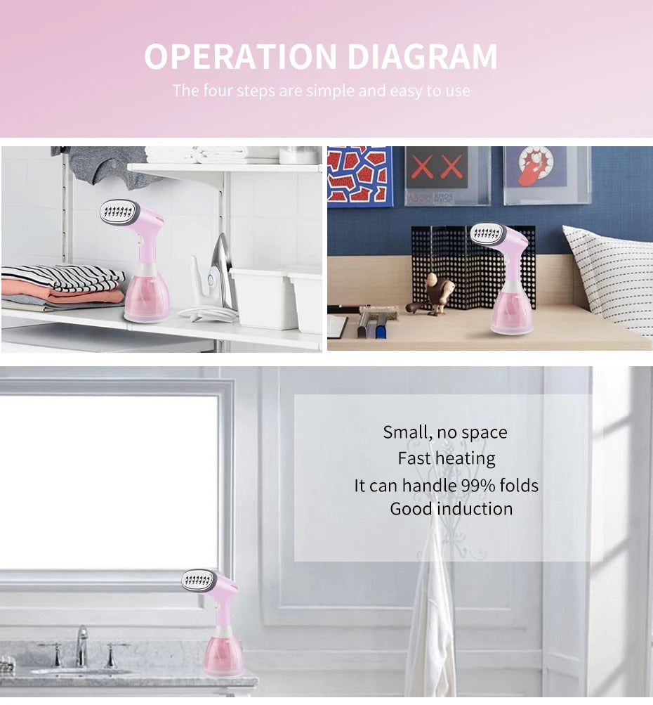 saengQ Handheld Garment Steamer 1500W Electric Household Fabric Steam Iron 280ml Portable Vertical Fast-Heat For Clothes Ironing - Fullshopping