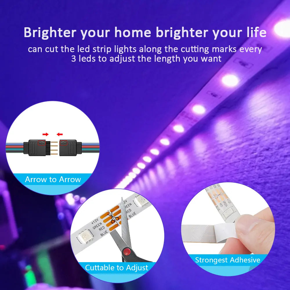 LED Strip Lights RGB 3535 ,5V 1M-30M,16 million colors, RGB , Led Strip Lighting Music Sync, Color Changing for Party Home - Fullshopping