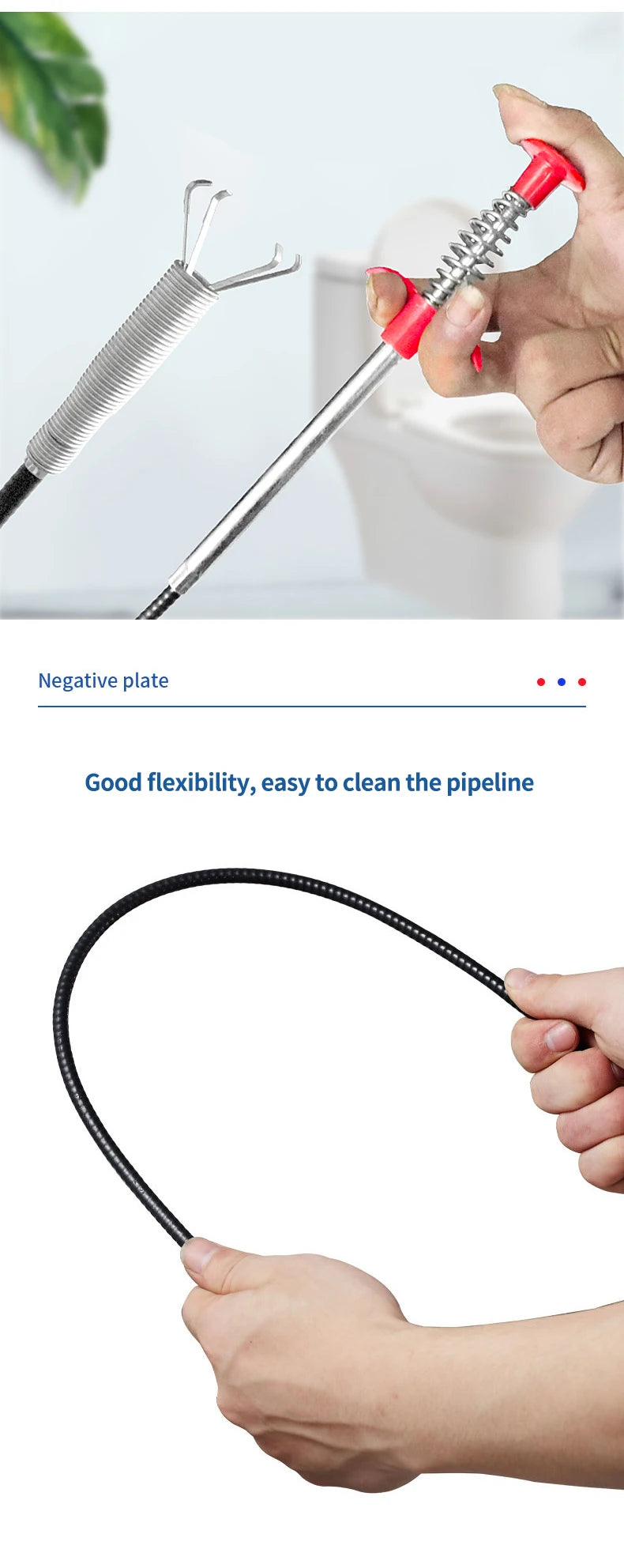 60cm Spring Pipe Dredging Tools, Drain Snake, Drain Cleaner Sticks Clog Remover Cleaning Household for KitchenBending sink tool - Fullshopping