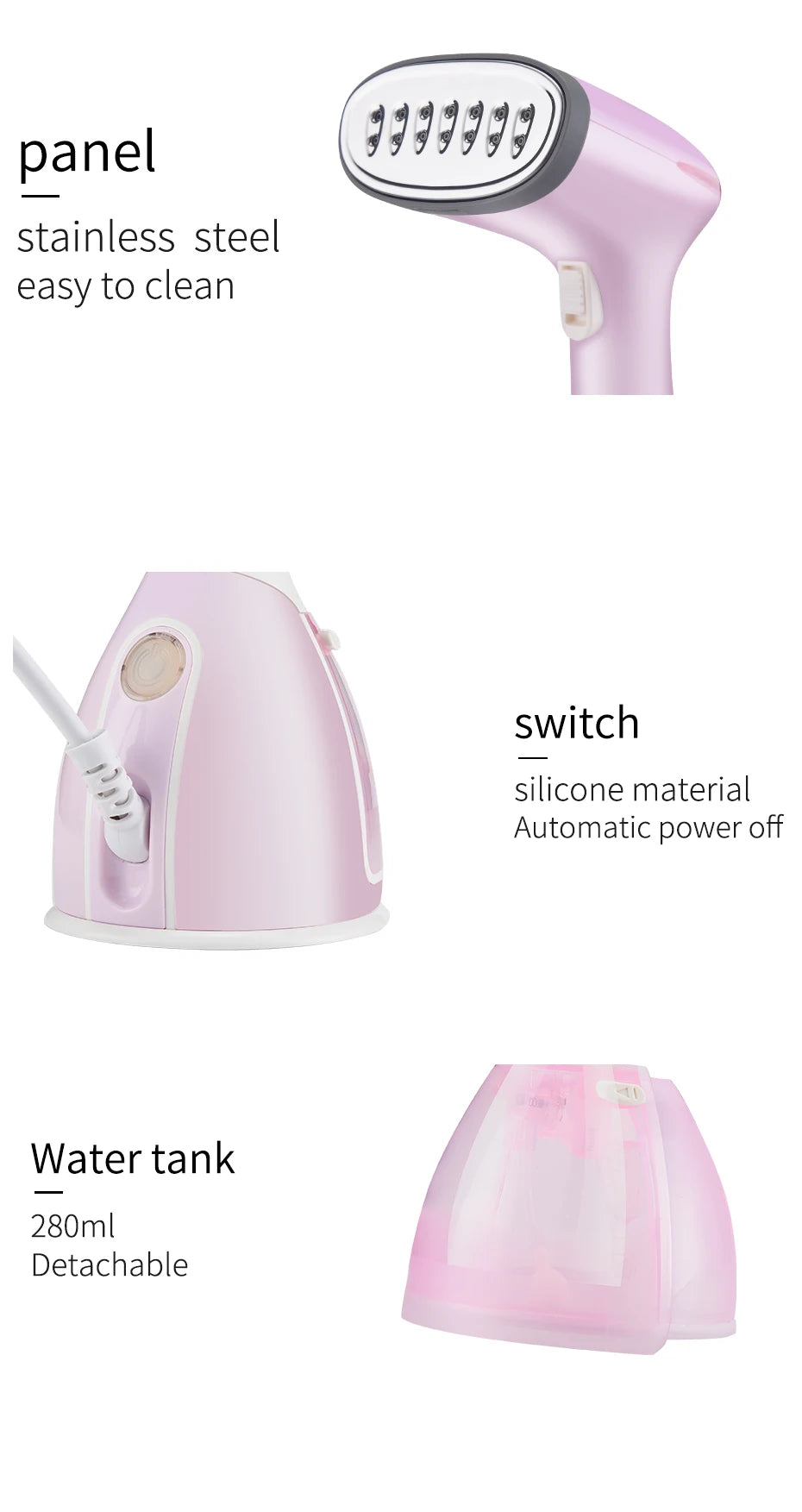 saengQ Handheld Garment Steamer 1500W Electric Household Fabric Steam Iron 280ml Portable Vertical Fast-Heat For Clothes Ironing - Fullshopping