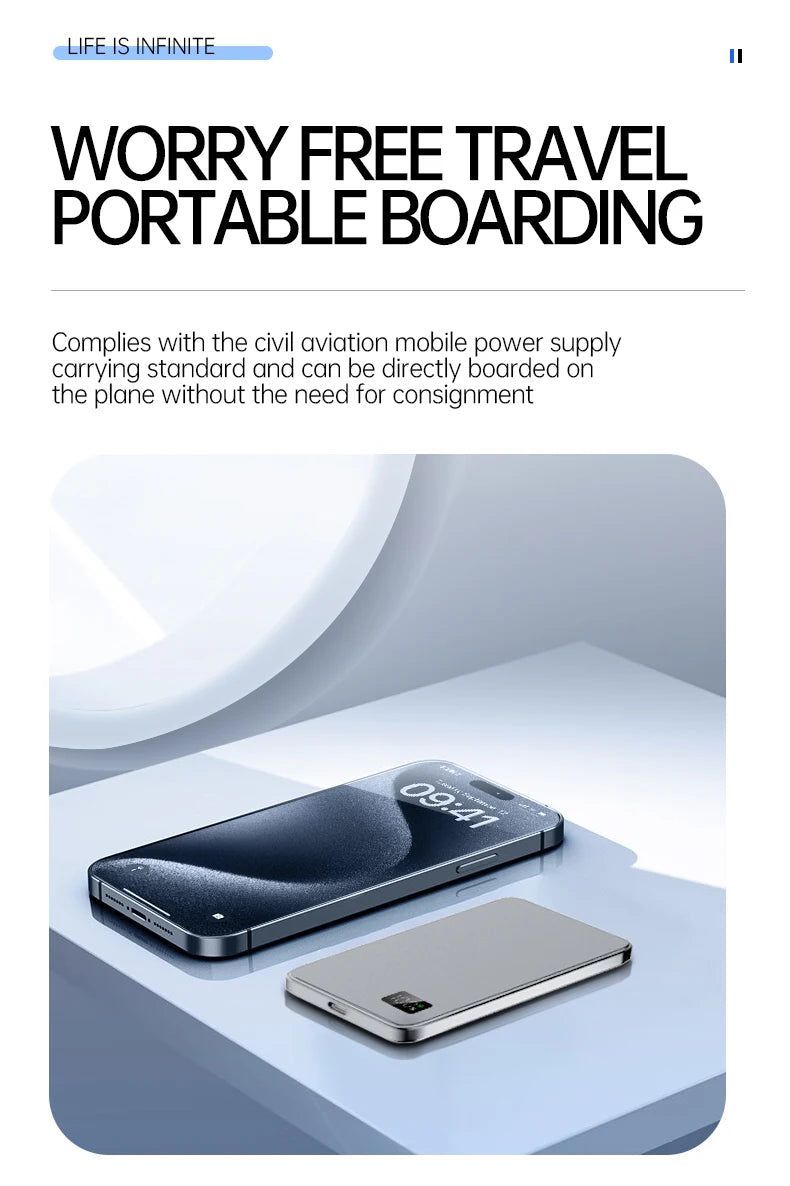 Ultra Thin Power Bank for MagSafe,Magnetic Wireless Fast Charging LED Display Portable Battery For iPhone Samsung Phone Airpods - Fullshopping