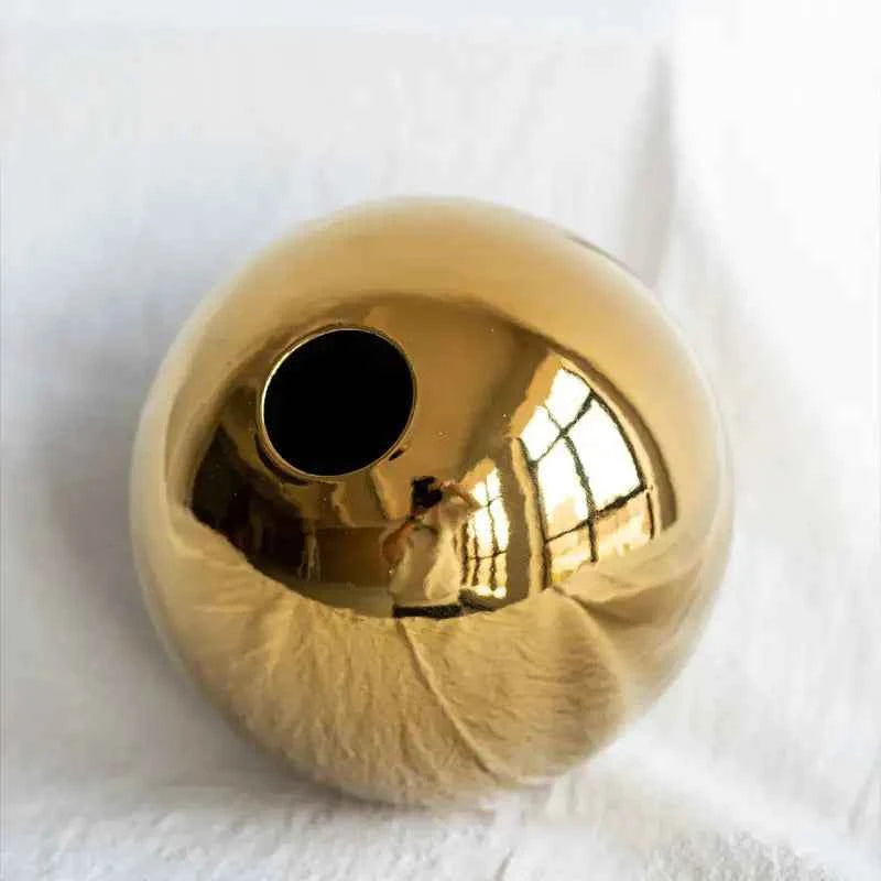 Golden Ceramic Round Ball Vase - Fullshopping