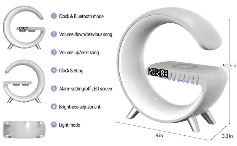 Bluetooth Speaker Wireless Charger Lamp - Fullshopping