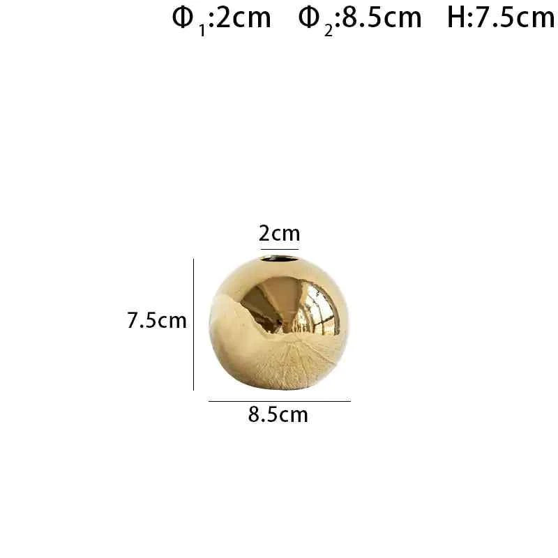 Golden Ceramic Round Ball Vase - Fullshopping