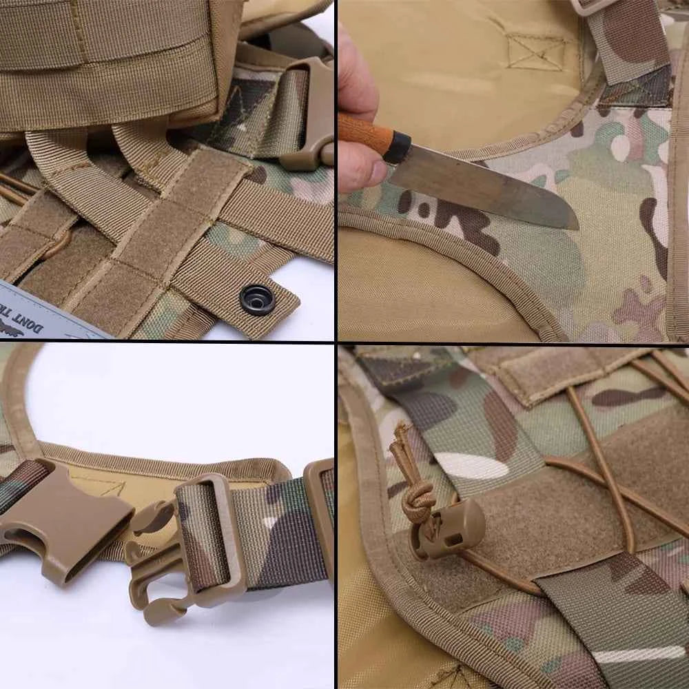 Nylon Tactical Dog Harness with Handle & Bungee Leash for Large Dogs - Fullshopping