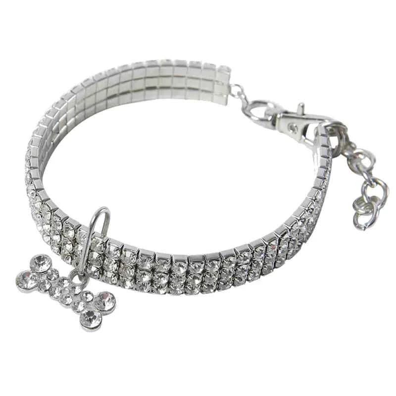Bling Rhinestone Dog Collar with Leash for Small Dogs - Fullshopping