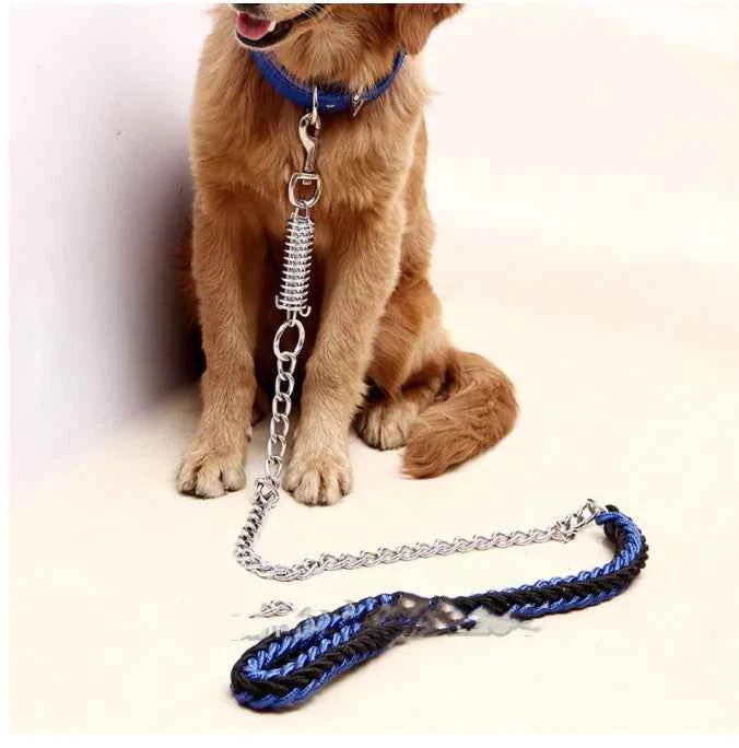 Handwoven Spring Dog Leash with Collar for Large Dogs - Fullshopping