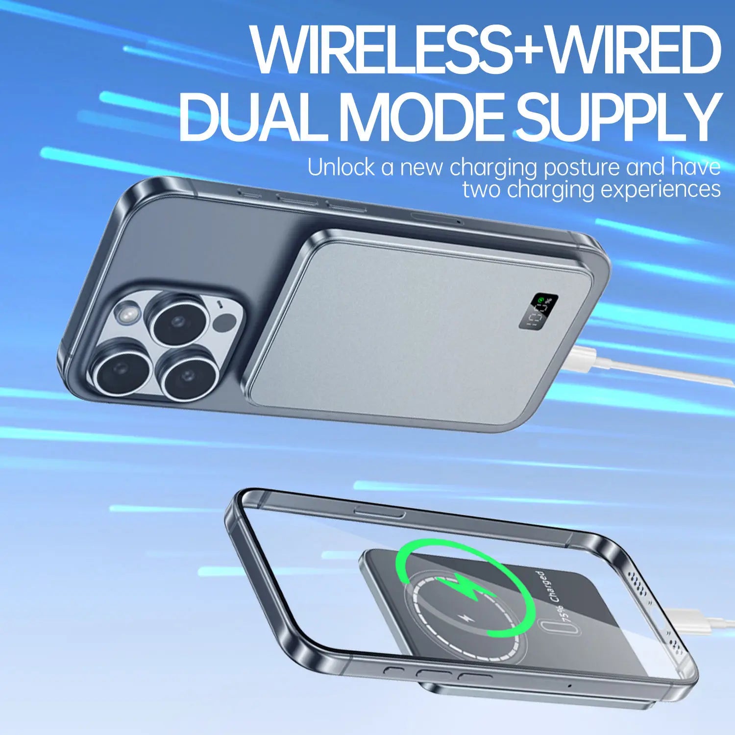 Ultra Thin Power Bank for MagSafe,Magnetic Wireless Fast Charging LED Display Portable Battery For iPhone Samsung Phone Airpods - Fullshopping