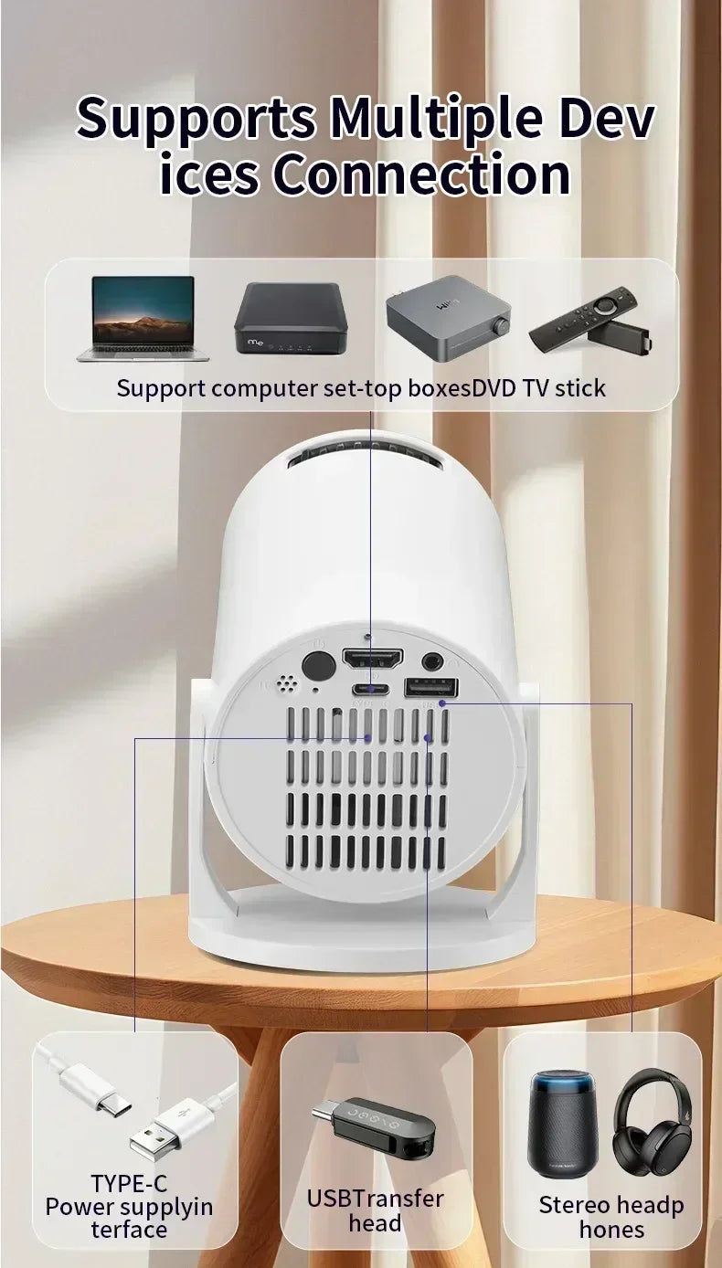 New Projector HY300 4K Android 11 Wifi6 290ANSI Allwinner H713 BT50 1080P 1280720P Cinema Outdoor Portable Projectors - Fullshopping