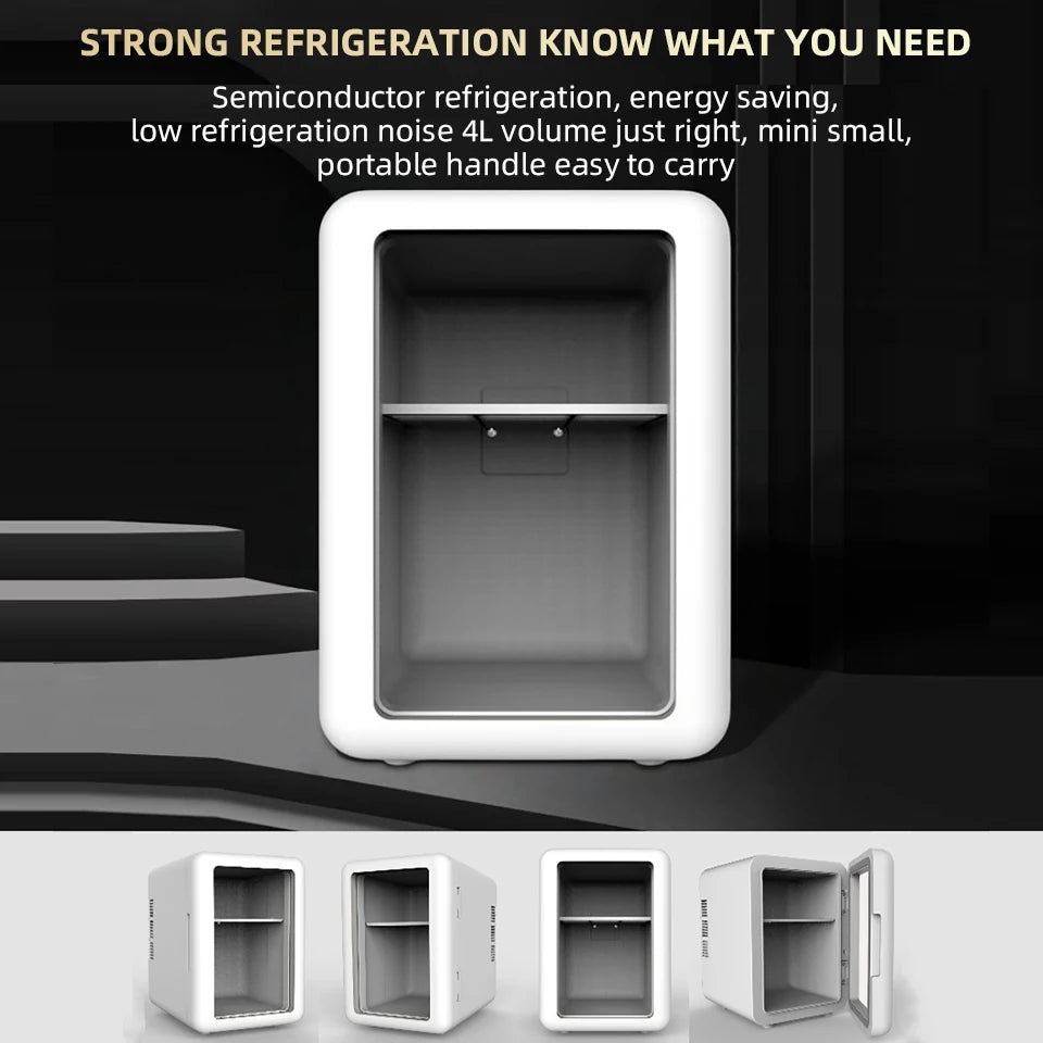4L Mini Beauty Refrigerator With Cooling And Heat  Both Car Home Use Refrigerated Storage For Skincare Products To Keep Fresh - Fullshopping