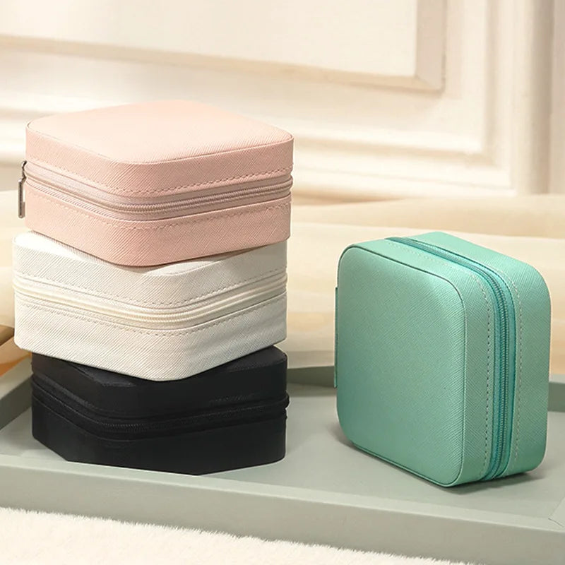 Portable Mini Jewelry Storage Box Travel Organizer Jewelry Case Leather Storage Earrings Necklace Ring Jewelry Organizer Display - Fullshopping