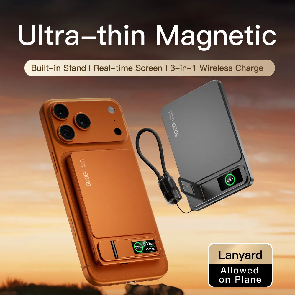 CCC 10000mAh Slim Original Power Bank For MagSafe,Magnetic Wireless 20W Fast Charging Portable Battery For iPhone 12-17 iWatch - Fullshopping