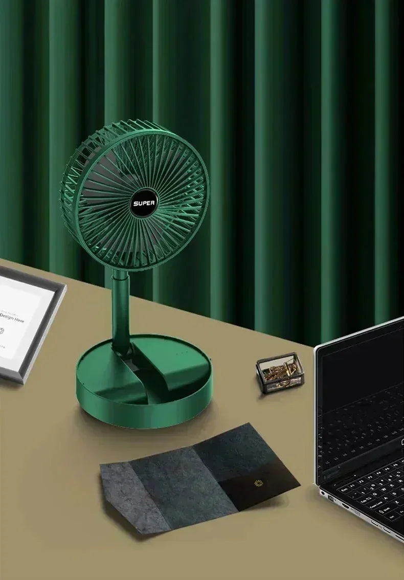 Summer Gift Portable Charging Desk Fan with Adjustable Height, Strong Wind, Foldable and Telescopic Mobile Phone Stand