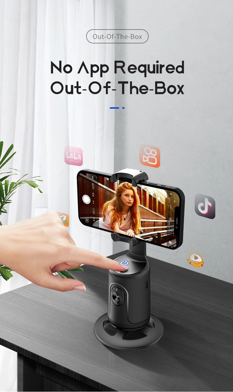 Phone Stabilizer Smart Facial Tracking Detachable Phone Clip with Fill Light Desktop Phone Stand Wireless Selfie Stick Tripod - Fullshopping