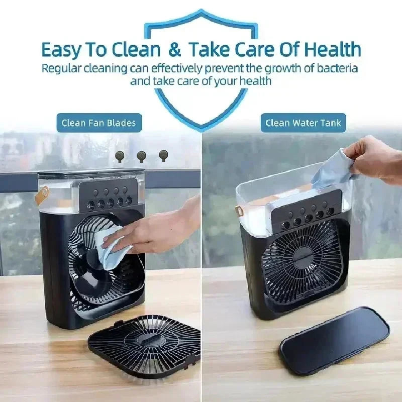 New 3 In 1 Fan AIr Conditioner Household Small Air Cooler LED Night Light Portable Humidifier Air Adjustment Fan Office Home Fan - Fullshopping