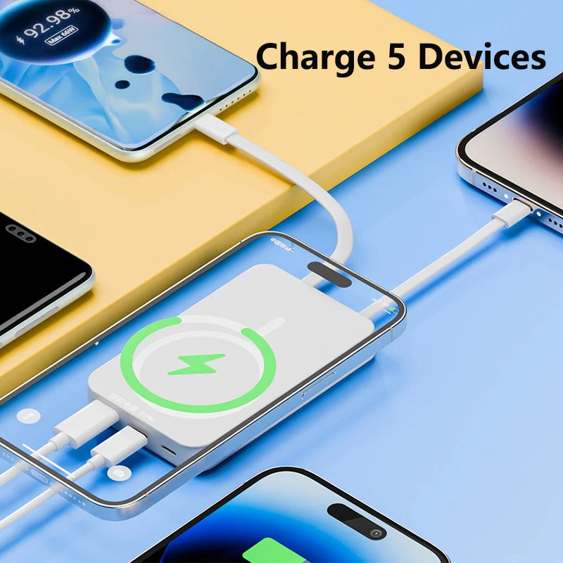 100000mAh Wireless Magnetic Power Bank Portable PD22.5W Fast Charging External Battery for Magsafe for iPhone17 16 15 Xiaomi 17 - Fullshopping