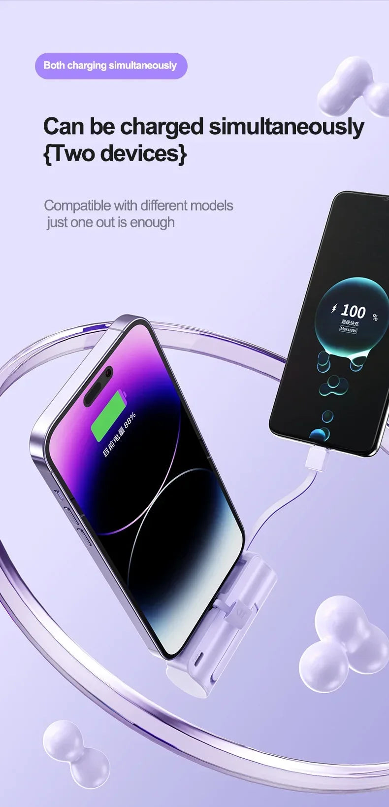 10000mAh Mini Power Bank Portable Fast Charger External Spare Battery For iPhone Samsung Built-in Type C Cable Small Powerbank - Fullshopping