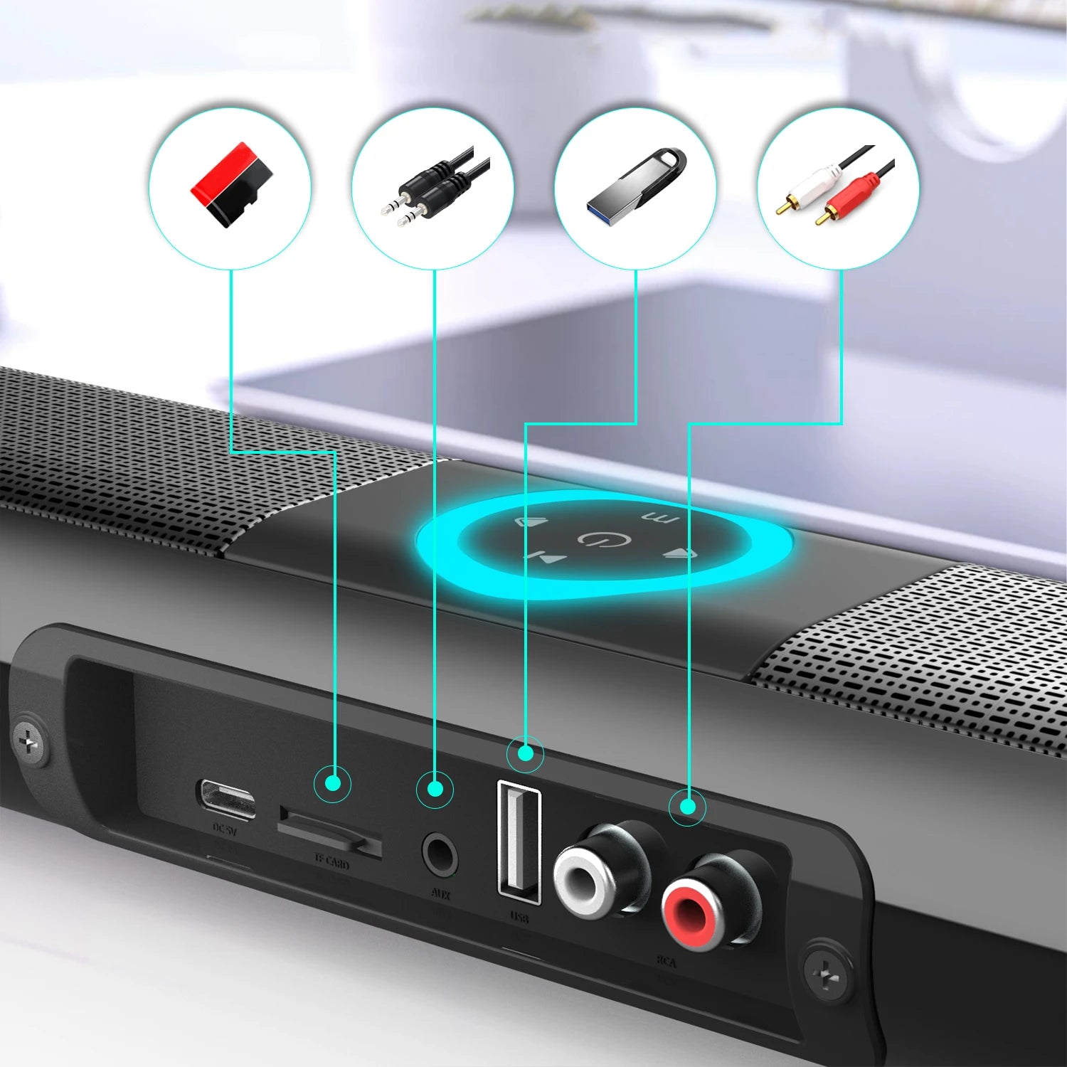 HOMEFISH BS-20 RGB Ambient Light Bluetooth Speaker with 6 EQ Sound Effects and Multiple Connectivity Options - Fullshopping