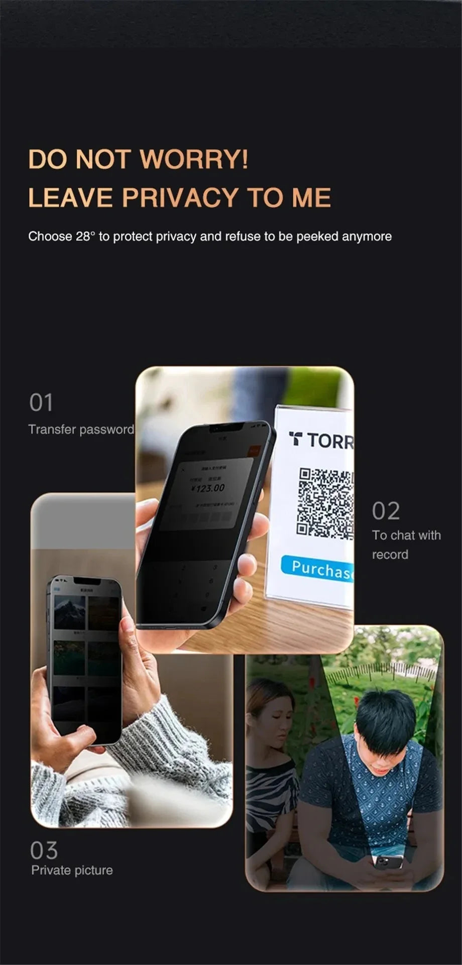 1-4Pcs Anti-spy Tempered Glass for IPhone 15 14 13 12 11Pro Max Full Cover Privacy Screen Protector For iPhone X XS Max XR Glass - Fullshopping