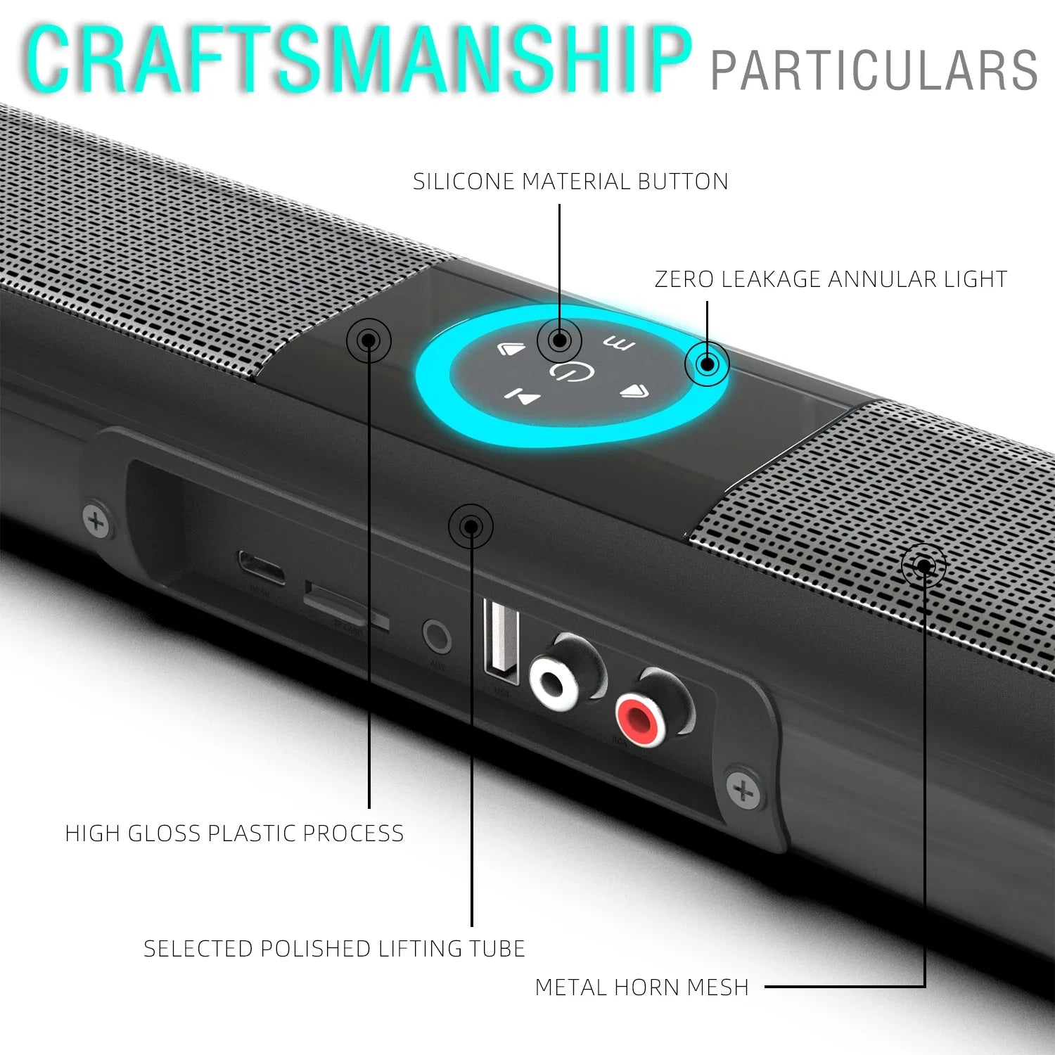 HOMEFISH BS-20 RGB Ambient Light Bluetooth Speaker with 6 EQ Sound Effects and Multiple Connectivity Options - Fullshopping