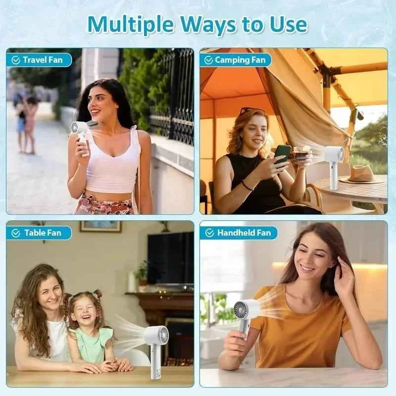 Portable USB Rechargeable Turbo Fan Mini Handheld Display Readout Fan for Outdoor Use Perfect Gift for Kids Car & Girlfriend