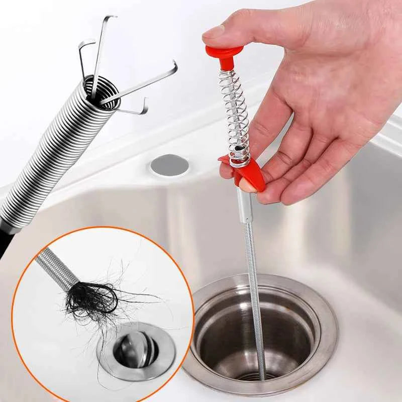 60cm Spring Pipe Dredging Tools, Drain Snake, Drain Cleaner Sticks Clog Remover Cleaning Household for KitchenBending sink tool - Fullshopping