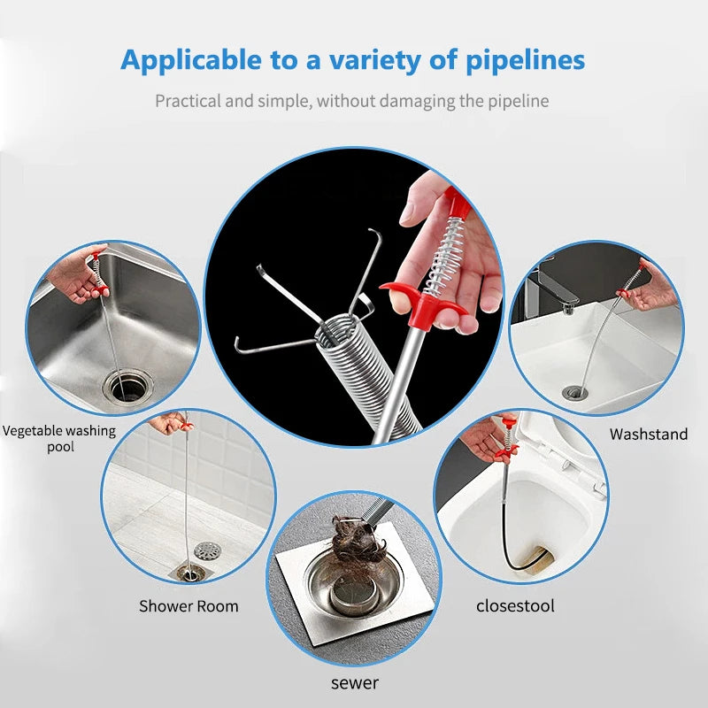 60cm Spring Pipe Dredging Tools, Drain Snake, Drain Cleaner Sticks Clog Remover Cleaning Household for KitchenBending sink tool - Fullshopping