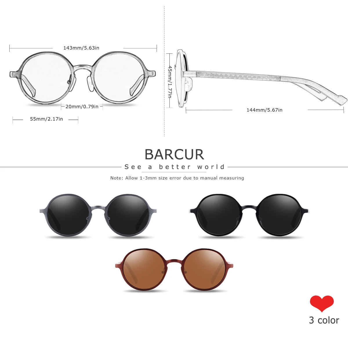 BARCUR Brand Luxury Vintage Exquisite Women Polarized Sunglasses High-Quality Metal Circular Frame UV400 Men Sunglasses - Fullshopping