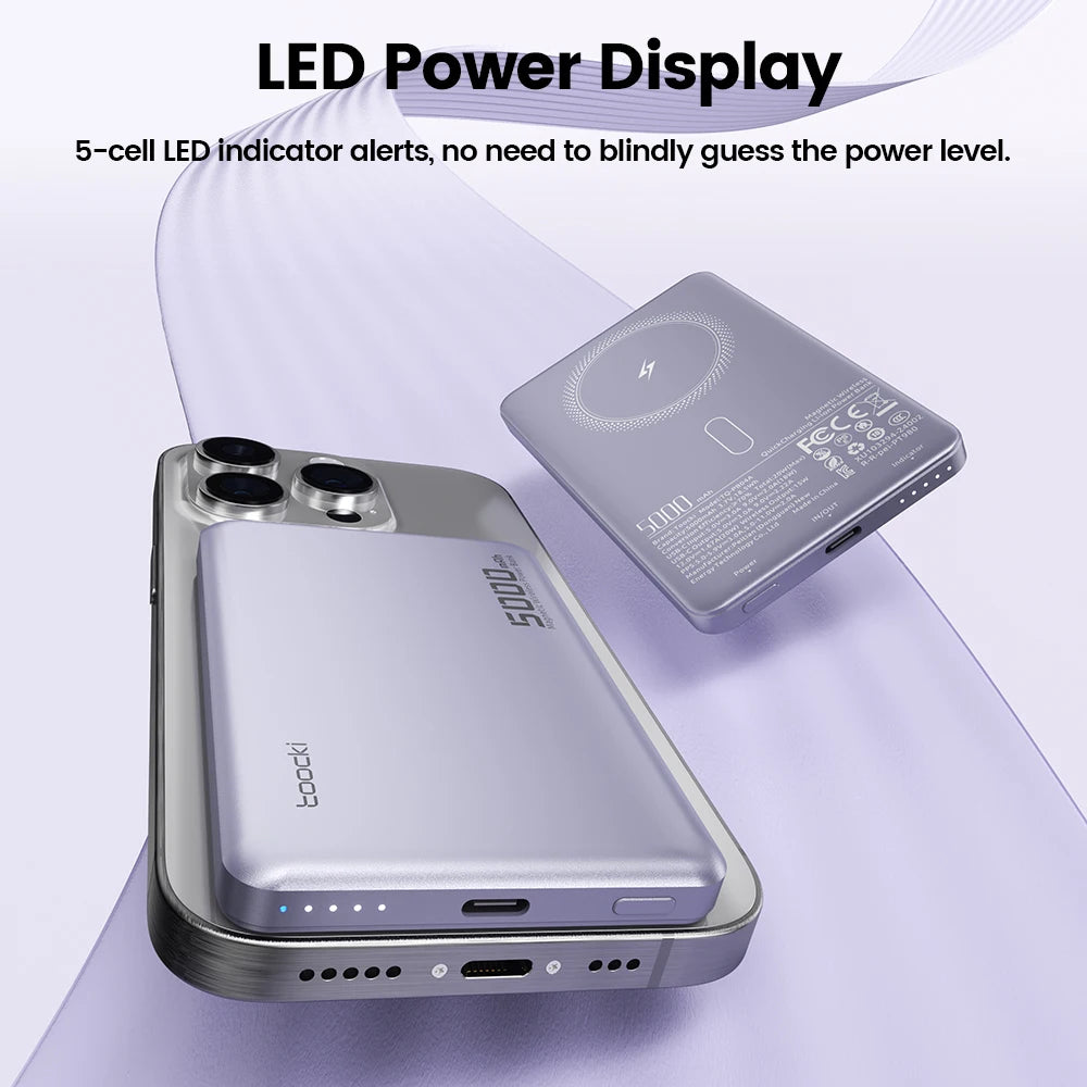 Toocki Magenetic PowerBank 10000mAh 15W Wireless Charging for Magsafe PD 20W Extenal Battery for iPhone 17 16 15 14 13 Pro Max - Fullshopping