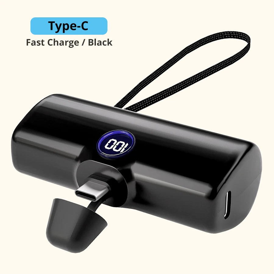 Fast Charge Portable Charger for iPhone Samsung Xiaomi Compact External Spare Battery Built-in Plug PD Fast Charging Power Bank - Fullshopping