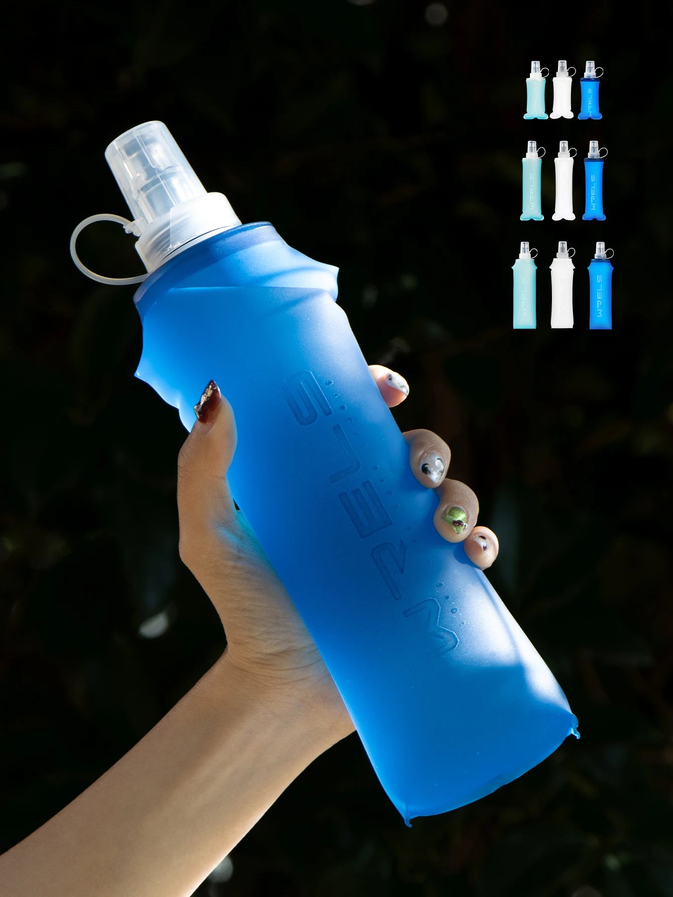 WRELS Running Water Bottle Soft Flask Folding Collapsible Water Bottle TPU BPA-Free Camping Hiking Travel Folding Water Bottle - Fullshopping
