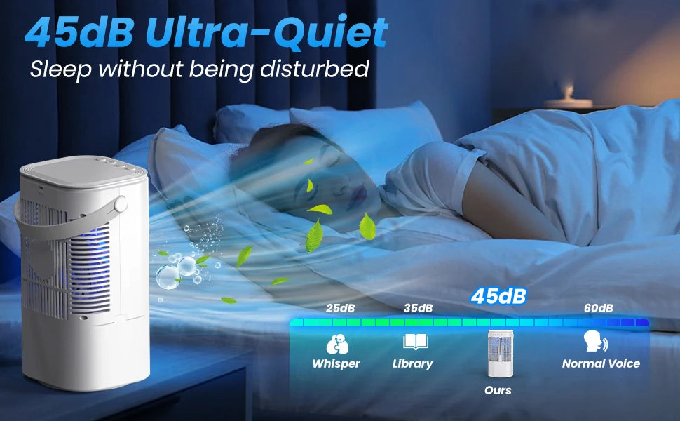 Portable cooling fan with seven-color night light, 900ml large capacity, USB interface, suitable for living room, bedroom, etc