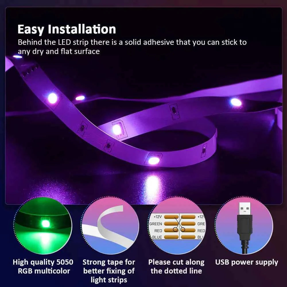LED Strip Lights RGB 3535 ,5V 1M-30M,16 million colors, RGB , Led Strip Lighting Music Sync, Color Changing for Party Home - Fullshopping