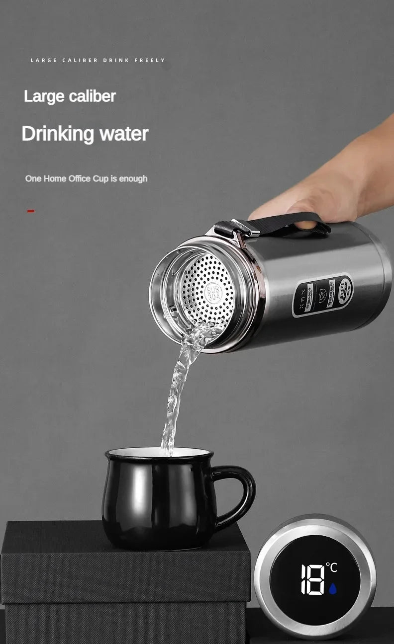 500ML-1Liter Stainless Steel Thermos Bottle with LED Temperature Display Sus304 Tea Water Bottle Vacuum Flask Portable Cups - Fullshopping
