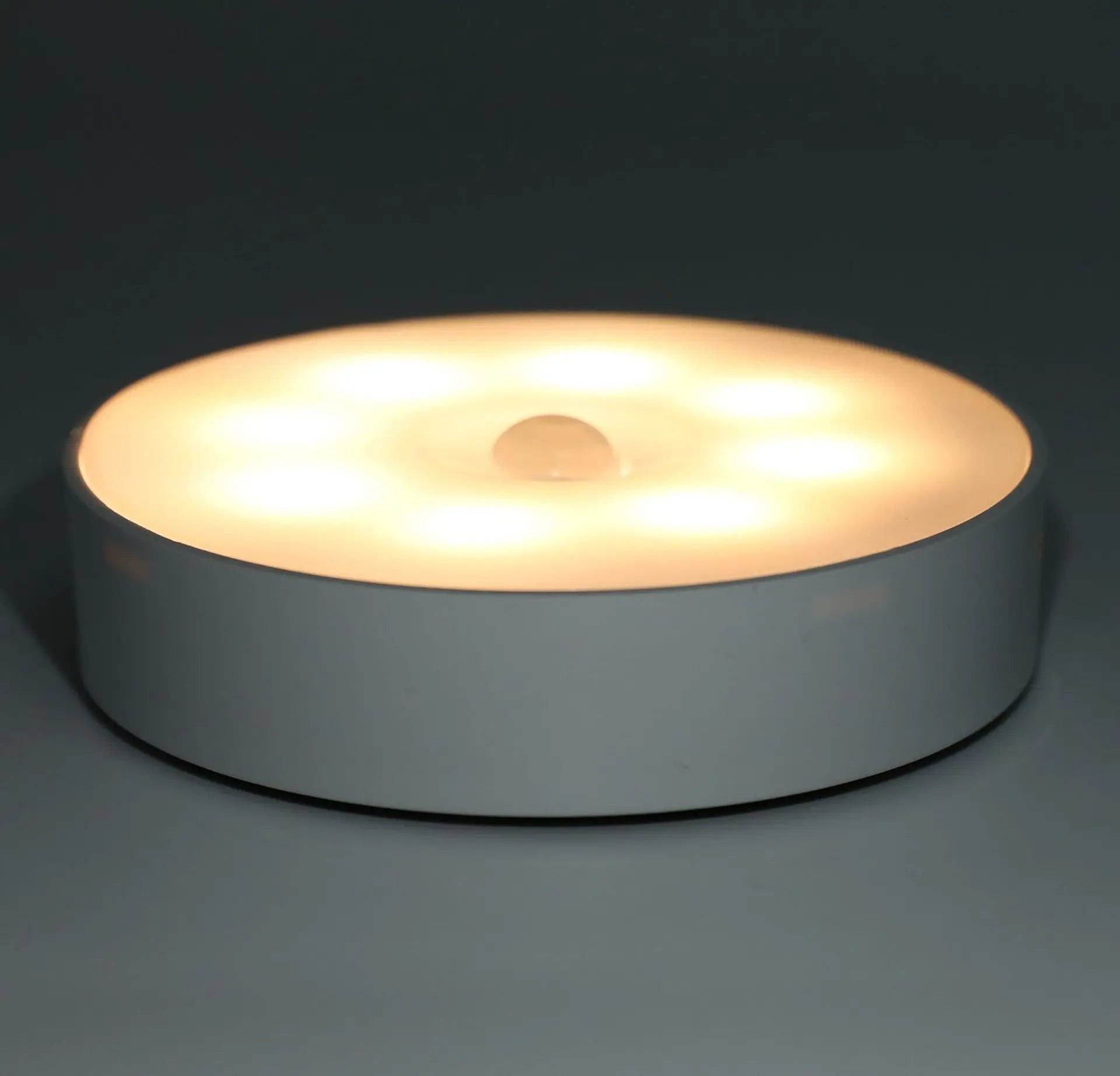 1~8Pcs Motion Sensor Night Lights 8-LED Round Wall Lamps USB Rechargeable Under Cabinet Lighting for Bedsides Hallways Stairs