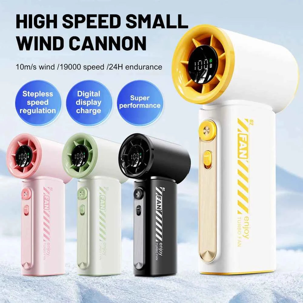 Portable Handheld Turbo Fan 100 Wind Speeds Adjustable Mini Personal Fan USB Rechargeable Battery Operated Electric Pocket Fan