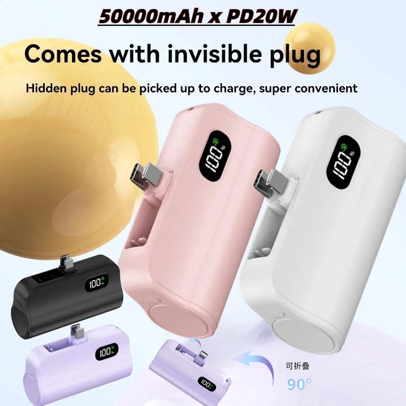 Mini Capsule 50000mAh High Capacity Power Bank Portable Wireless Fast Charging External Battery For iPhone Huawei Samsung - Fullshopping