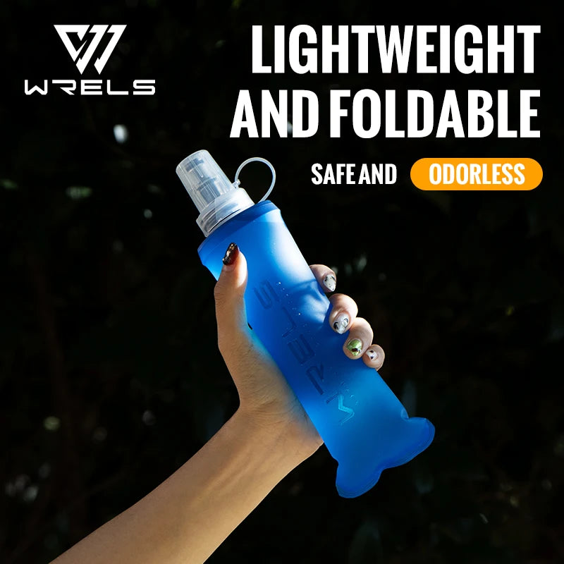 WRELS Running Water Bottle Soft Flask Folding Collapsible Water Bottle TPU BPA-Free Camping Hiking Travel Folding Water Bottle - Fullshopping