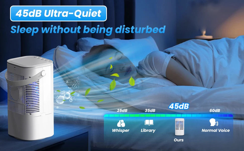 Portable cooling fan with seven-color night light, 900ml large capacity, USB interface, suitable for living room, bedroom, etc