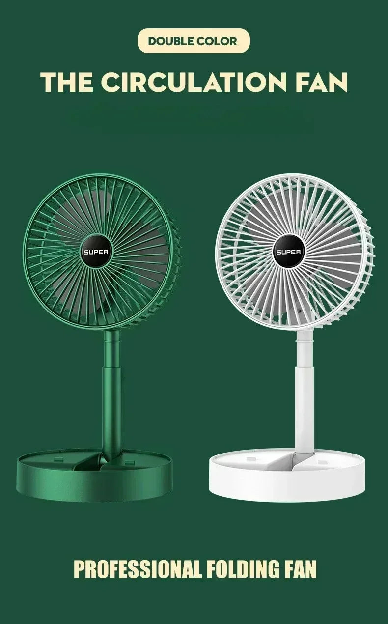 Summer Gift Portable Charging Desk Fan with Adjustable Height, Strong Wind, Foldable and Telescopic Mobile Phone Stand