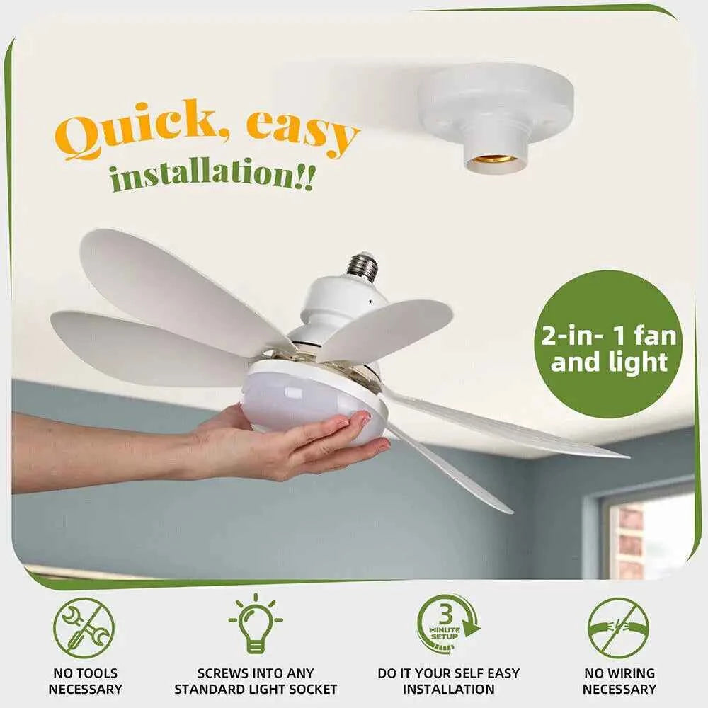 E27 Dimmable LED Ceiling Fan with Light, Remote Control, 3 Speed Settings, Flush Mount, Energy Efficient, Modern Design